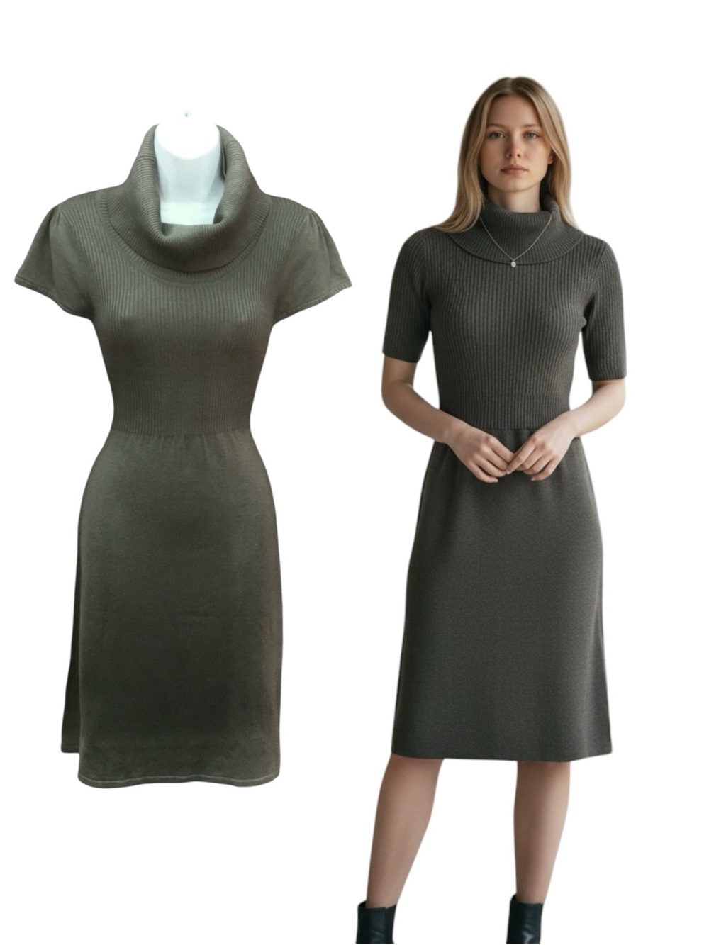 Calvin Klein Brown Cowl Neck Sweater Dress - Women’s Medium